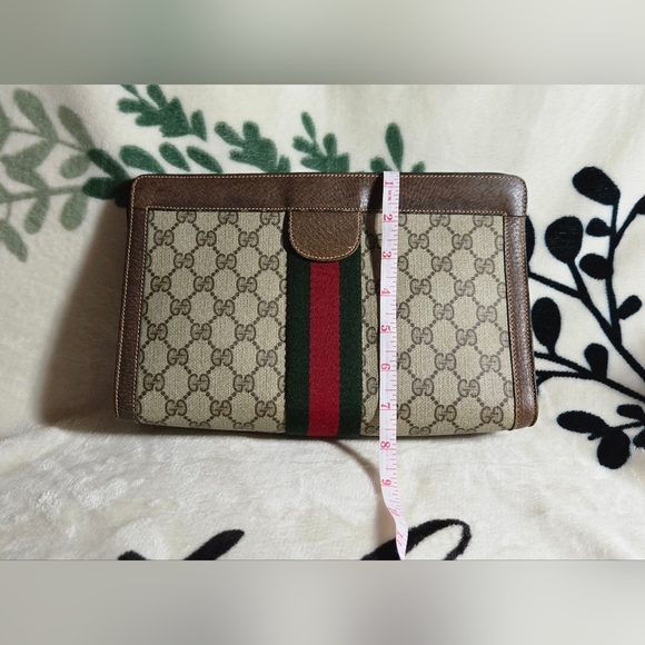 💯 Authentic Vintage Gucci Supreme Web Sherry Line Clutch - Picture 10 of 12